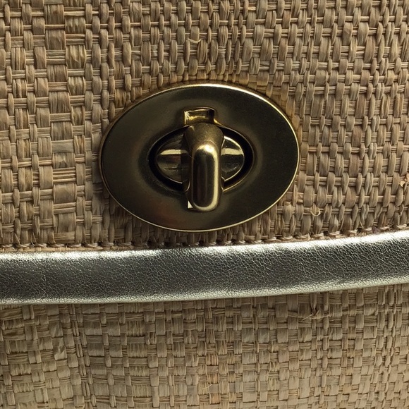 Coach  Parker Woven Straw Metallic Leather Shoulder Bag 42475 - Picture 11 of 14